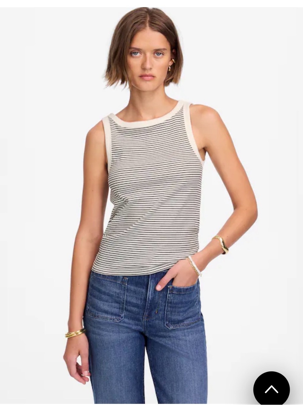 Madewell Black & White Striped Ribbed Tank